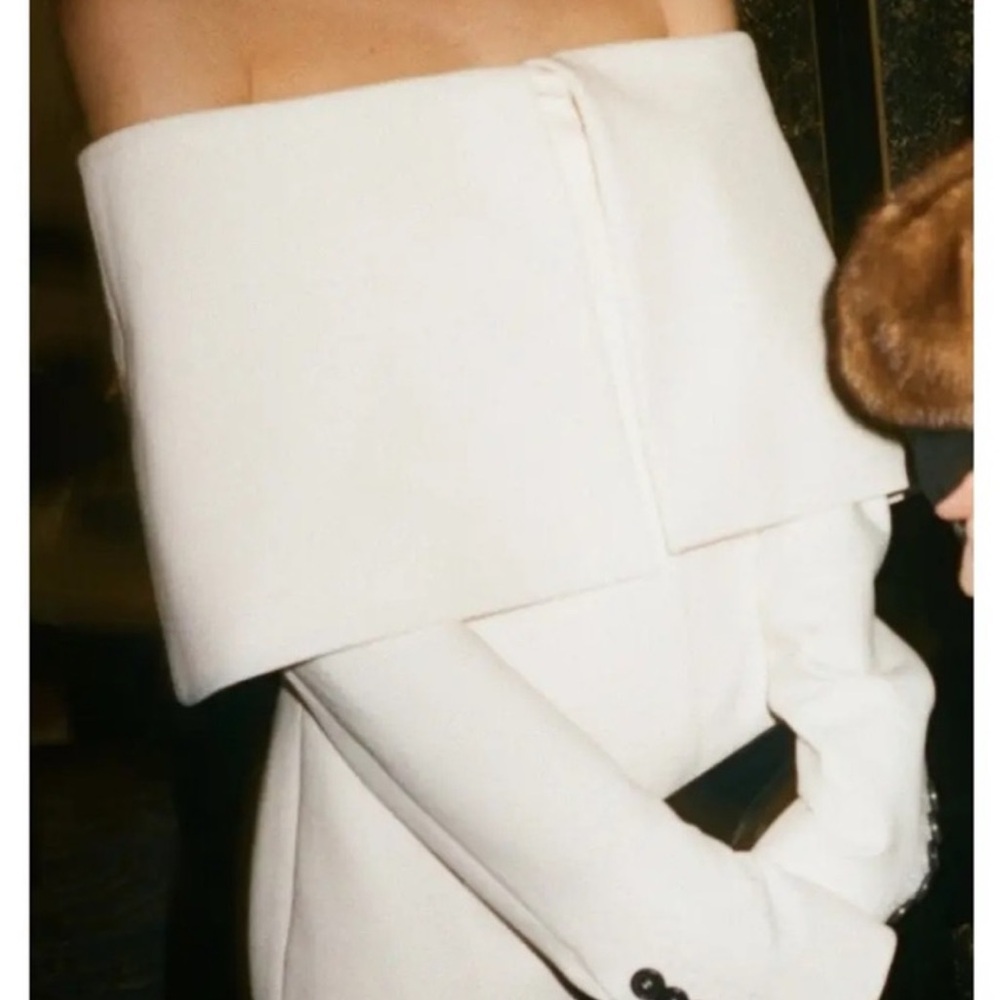 Marina Mascone Off The Shoulder White Blazer NWT